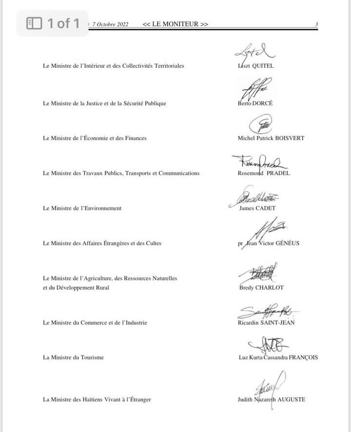 haitienespanol's tweet photo. Estos señores acaban de firmar una petición para solicitar una intervención militar en Haití. Firmado por Ariel Henry,  y otros ministros.

NO A LA INTERVENCIÓN MILITAR. https://t.co/4cgjvrPbN2
