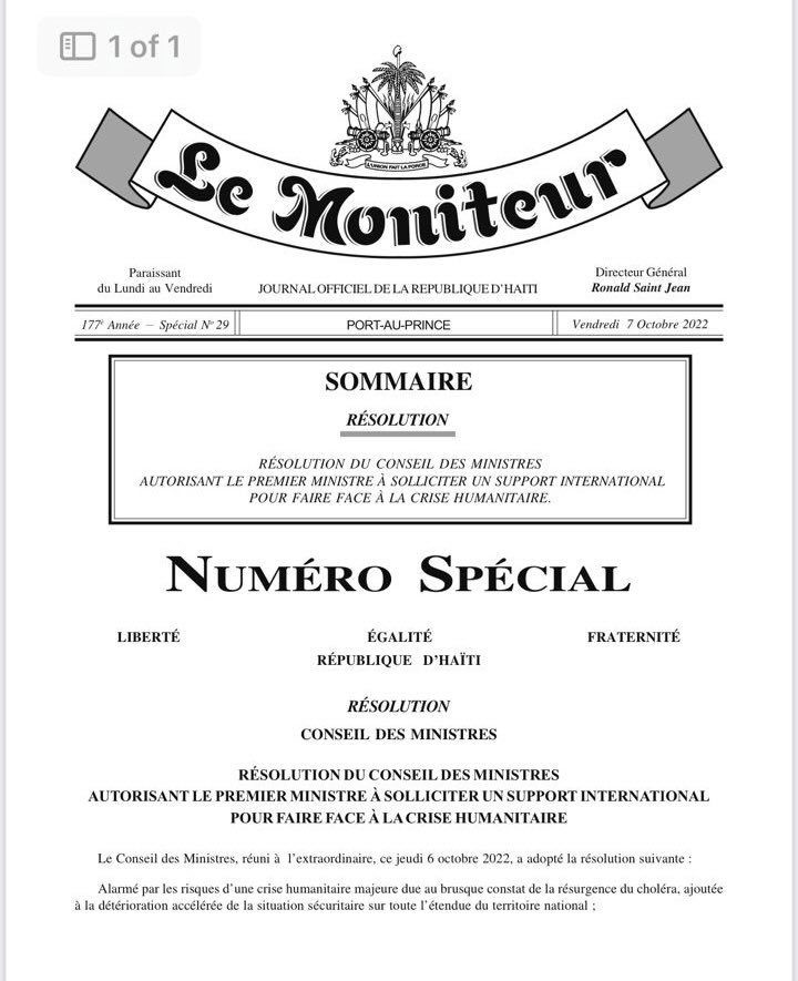 haitienespanol's tweet photo. Estos señores acaban de firmar una petición para solicitar una intervención militar en Haití. Firmado por Ariel Henry,  y otros ministros.

NO A LA INTERVENCIÓN MILITAR. https://t.co/4cgjvrPbN2
