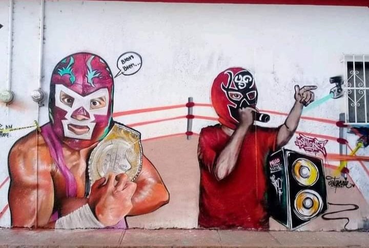 desdela3cuerda's tweet photo. Bien, Bien, Bien @WagnerJrOficial
Rap, graffiti y lucha libre. 
.
.
.
#ArteyLuchaLibre #LuchayArte #México #skool77 #Rap #Muro #Graffiti #arteurbano #Lucha #Luchadores #Campeon https://t.co/ExJSSbWfNH