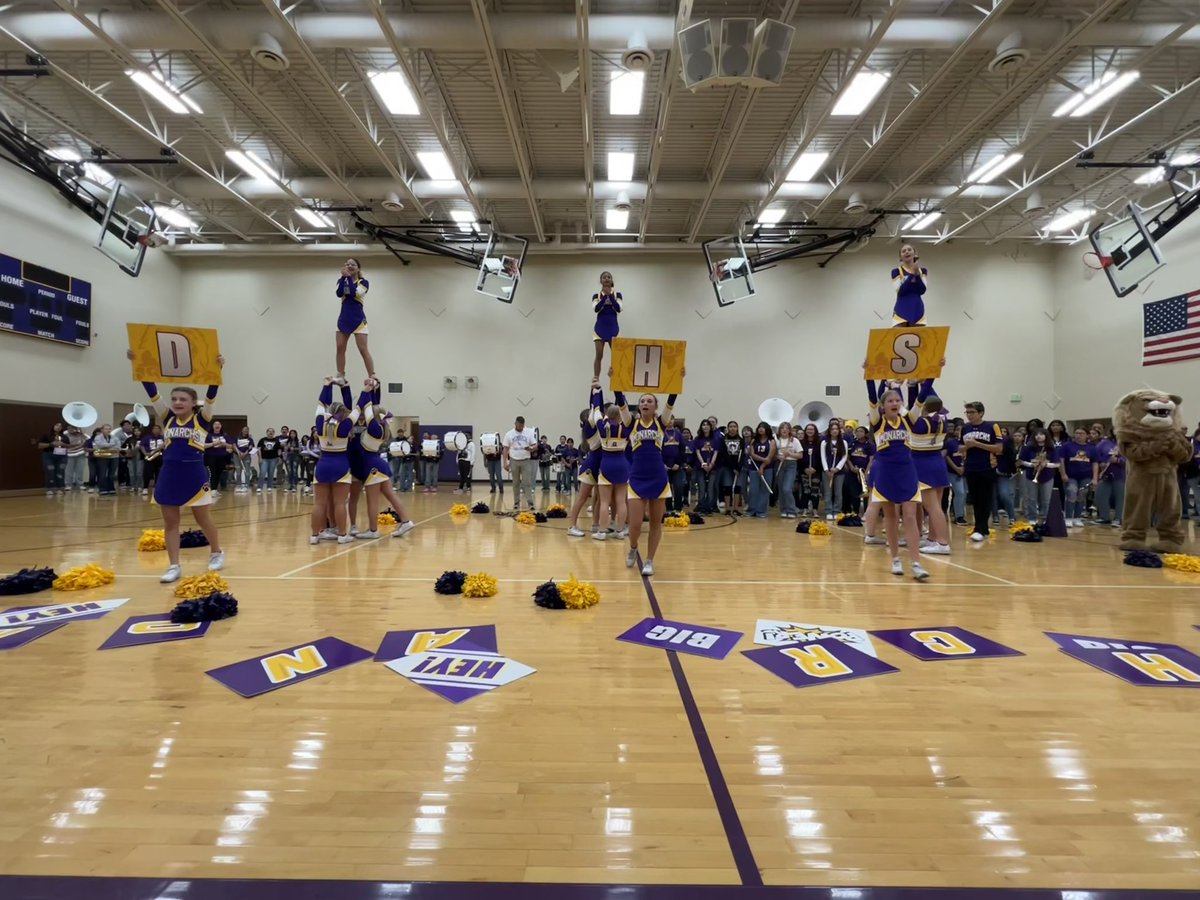 Monarch_Cheer's tweet photo. Homecoming Pep Assemblies and hanging out with the elementary kids….One of our most favorite days of the year!!!!! 💜💛 https://t.co/lRcMfrWg6F