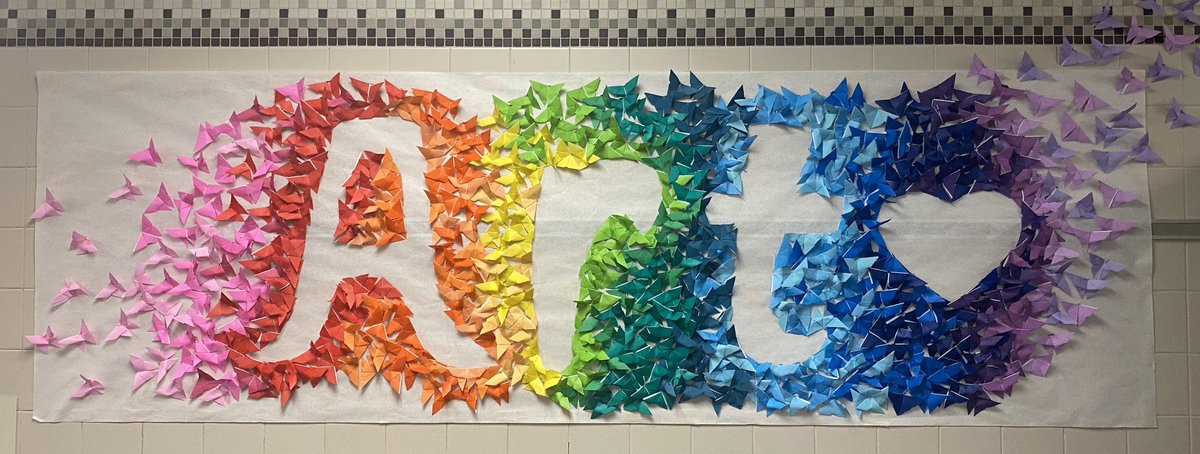 It is complete!! Origami butterfly’s created by North Hills 4th-6th grade artists! Art ❤️