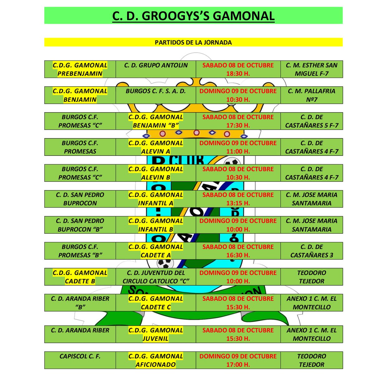 Partidos del fin de semana
