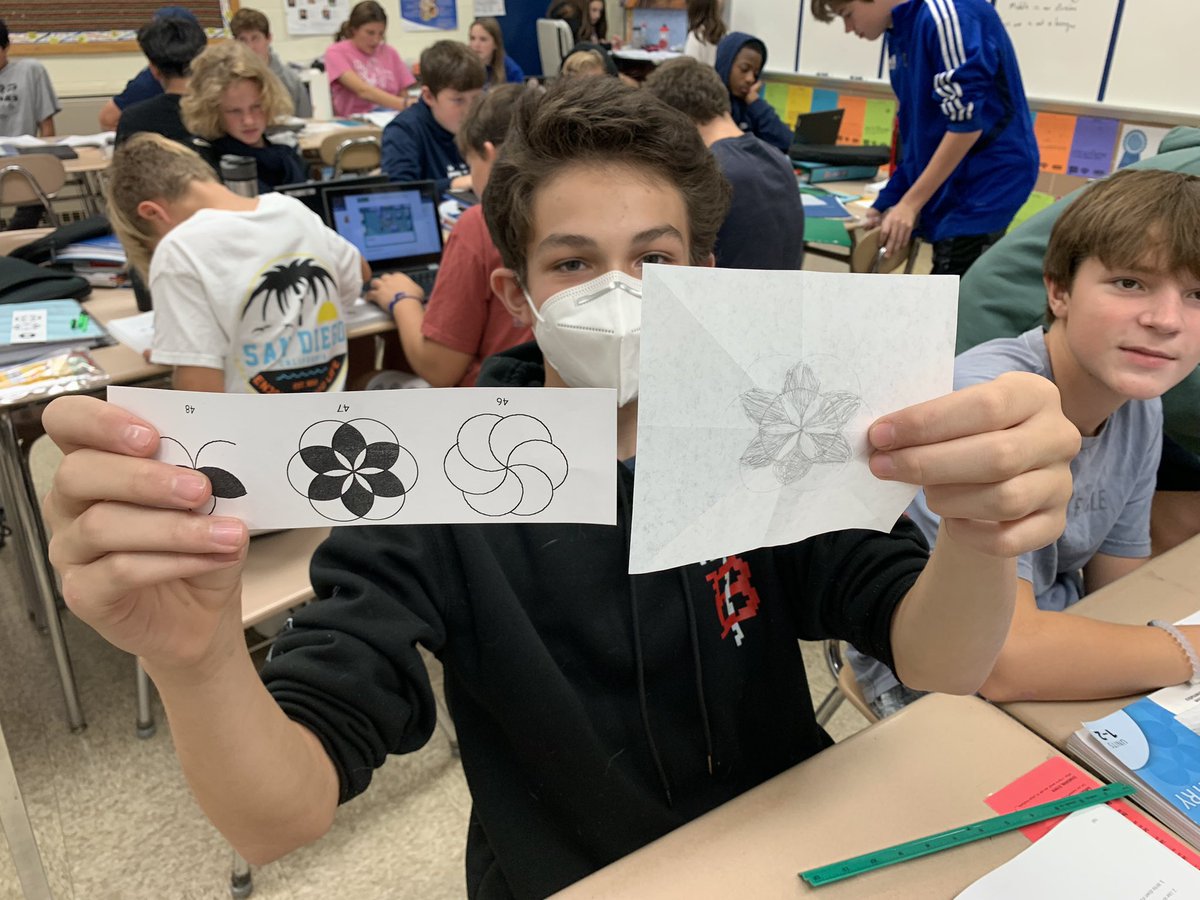 j_eisenberg87's tweet photo. #geometry students @CatonsvilleMS complete a culminating task for our current unit by applying #constructions and #rigidtransformations to recreate designs using @geogebra and #mathtools @BCPSMATH @IllustrateMath #cmsgameon #highlyengaged #collegebound #achievecreatetransform https://t.co/7gB0PSLRAT