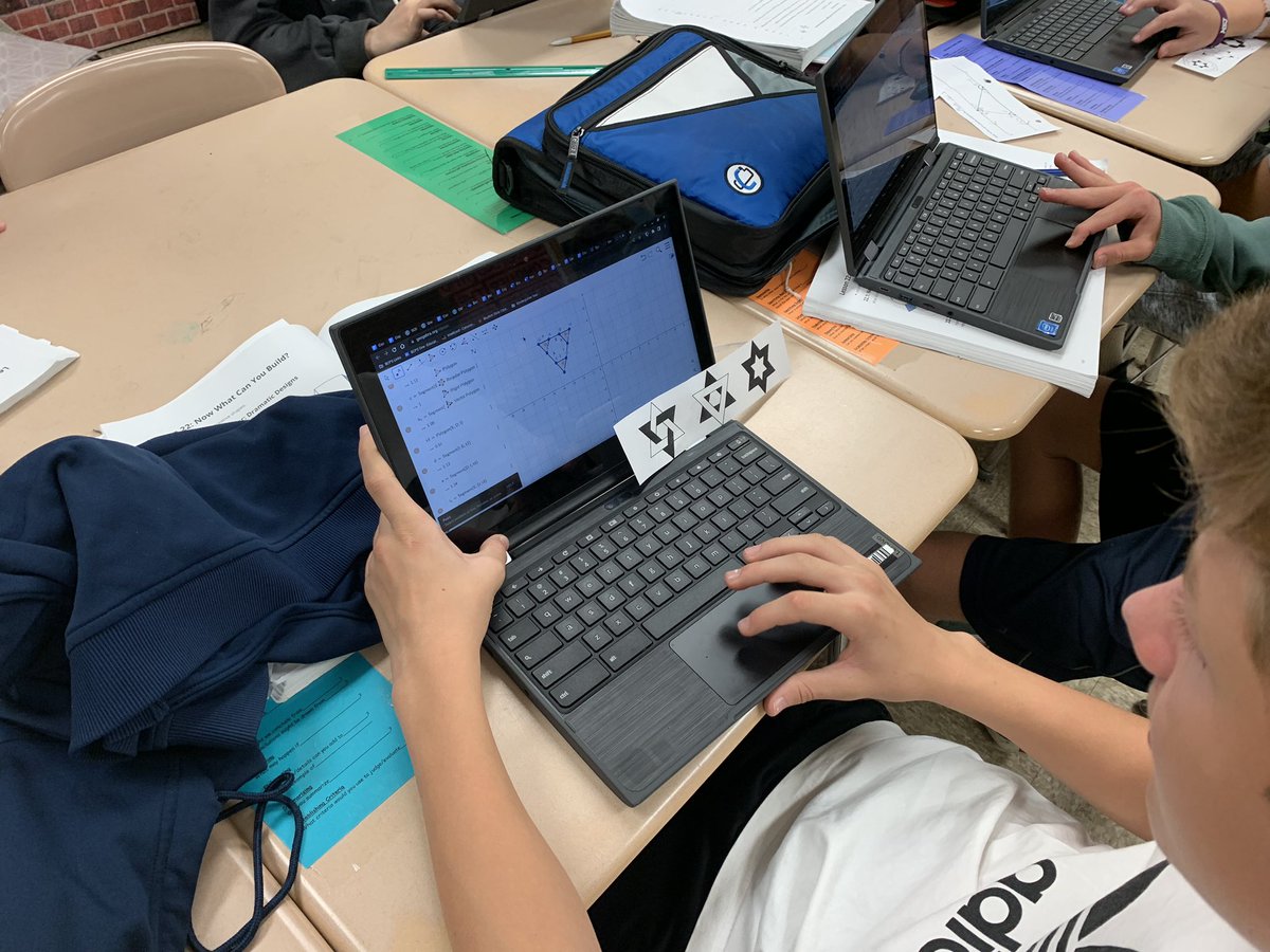 j_eisenberg87's tweet photo. #geometry students @CatonsvilleMS complete a culminating task for our current unit by applying #constructions and #rigidtransformations to recreate designs using @geogebra and #mathtools @BCPSMATH @IllustrateMath #cmsgameon #highlyengaged #collegebound #achievecreatetransform https://t.co/7gB0PSLRAT