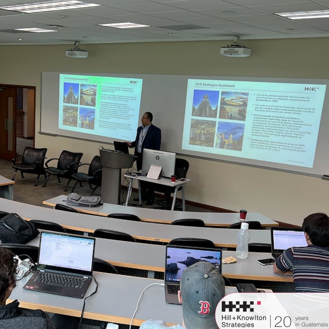 BursonGuatemala's tweet photo. Como parte del desarrollo de futuros profesionales de la comunicación, Fernando Bolaños  director general de Hill+Knowlton Strategies Guatemala, asistió a la @UFMedu. https://t.co/L9GYdccoYu