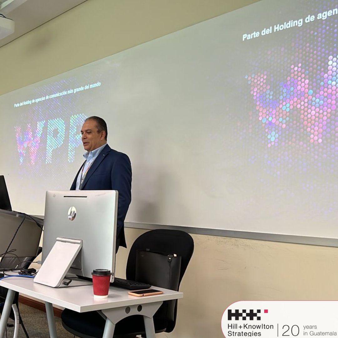 BursonGuatemala's tweet photo. Como parte del desarrollo de futuros profesionales de la comunicación, Fernando Bolaños  director general de Hill+Knowlton Strategies Guatemala, asistió a la @UFMedu. https://t.co/L9GYdccoYu