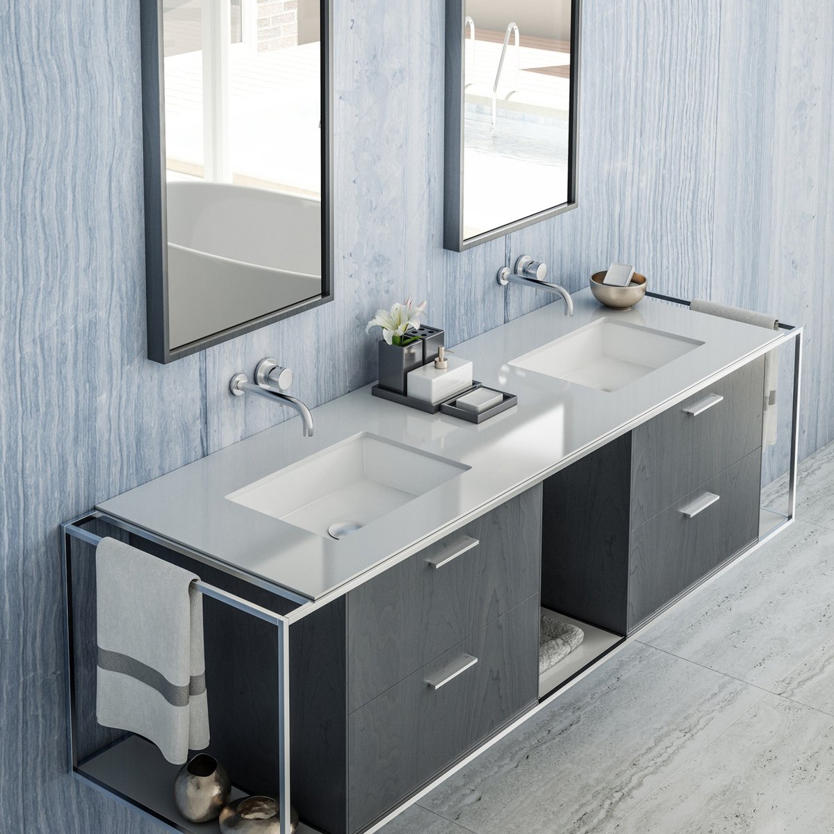 The Cube under-counter sink pairs well with our Linea wall-mount vanity.

CUBE # 5452UN
LINEA # LIN-UN-72A

#largevanity #doublevanity #craftmanship #bathroomdesign #vanity 
#furniture #stunning #luxurious #interiordesign #architecture #simplicity