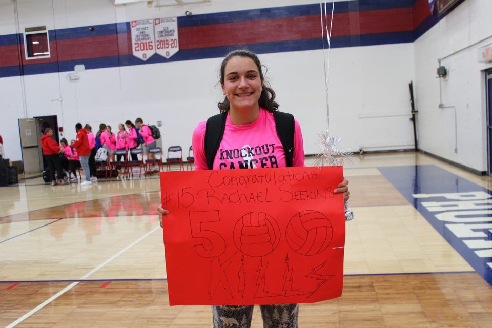 Congratulations to our Senior Varsity Volleyball player, Rachael Seekins, on reaching 500 career kills during the conference win over Oberlin yesterday! #CardinalStrong ❤️🖤🏐