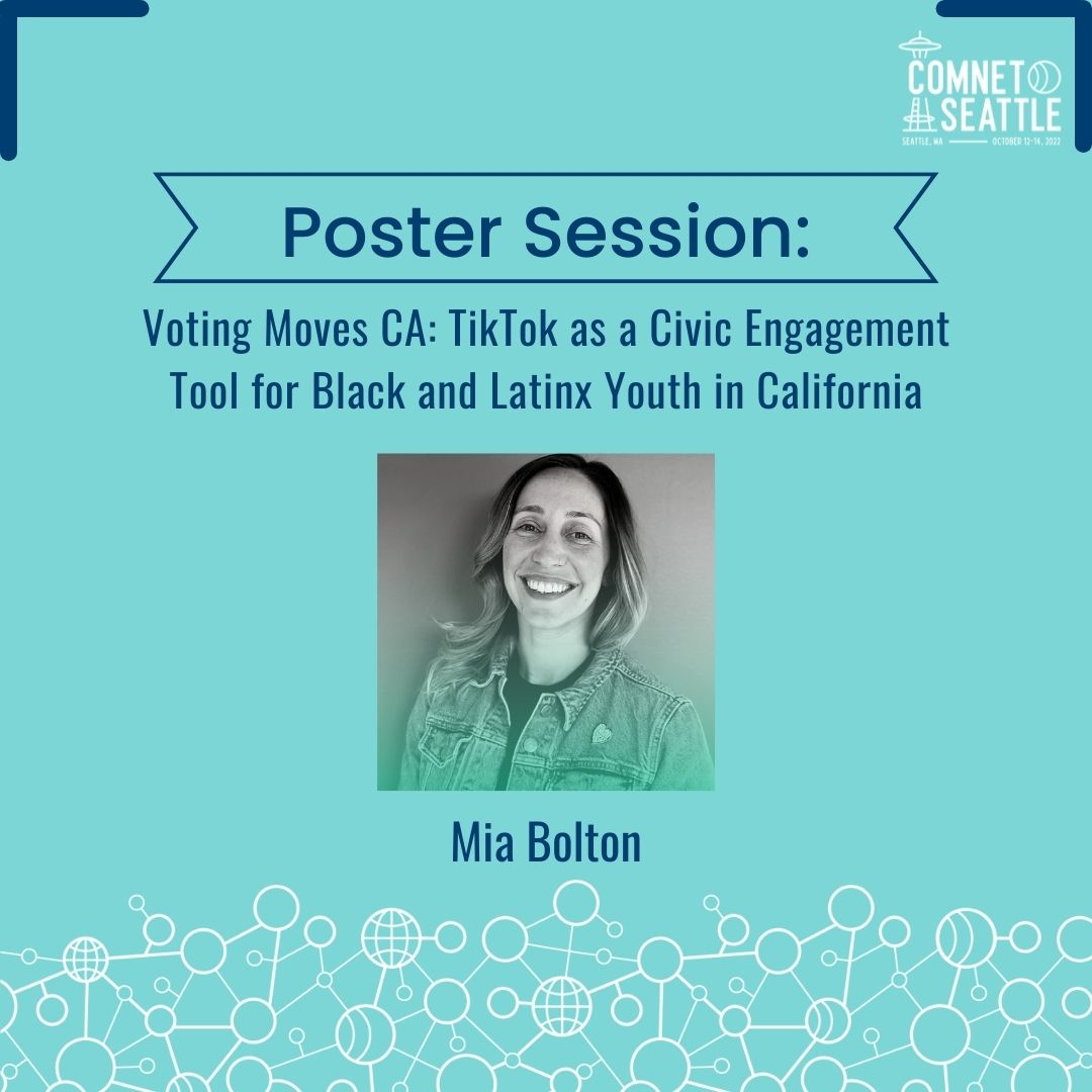 TheComNetwork's tweet photo. How can TikTok be used as a civic engagement tool? Join @mmmbolt of @gomixte at ComNet22 to learn more! #Comms4Good https://t.co/rSaD7KLqSZ https://t.co/QiM8U2bdEE
