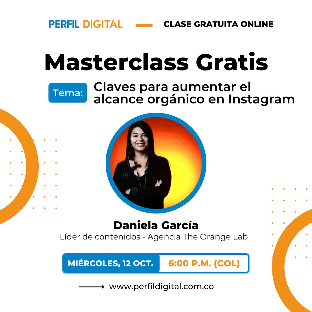 PerfilDigital's tweet photo. Ya está habilitado el registro a nuestra próxima clase gratuita sobre #RedesSociales https://t.co/X6BNDY1M7F

Asiste en vivo este miércoles 12 de octubre a las 6:00 p.m. y conoce las claves para aumentar el alcance en las publicaciones realizadas en #Instagram https://t.co/16WtEzvFFH