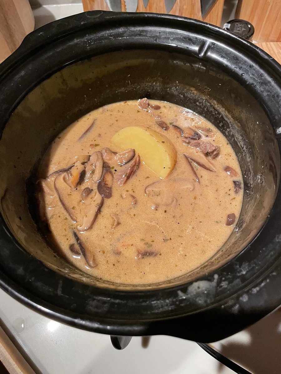 I’m also trying to save my goulash after starting with a cheap cut of beef. I over salted the beef so I added a potato to suck the salt out. Cream of mushroom soup, sour cream & mushrooms. Parsley.
