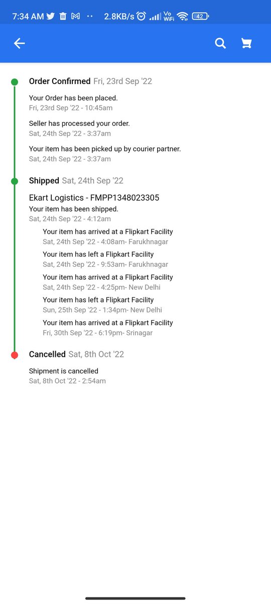 ___bug__'s tweet photo. Really disappointed with #Flipkart. Ordered iPhone 13 and a charger from #Flipkart. I received charger after 13 days but today after 16 days wait they cancelled the main item iphone 13. Now as already the sale is over and price is up what I am supposed to do? #FlipkartDoglaHai https://t.co/IplW4zBsyw