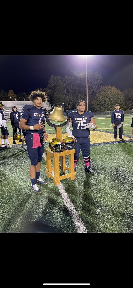 Great win today! <a href="/CopleyFootball/">Copley Football</a>  Had some ups and downs but we persevered and got that bell back baby‼️‼️‼️ 
#BellGame
#Copley
#Seniornight