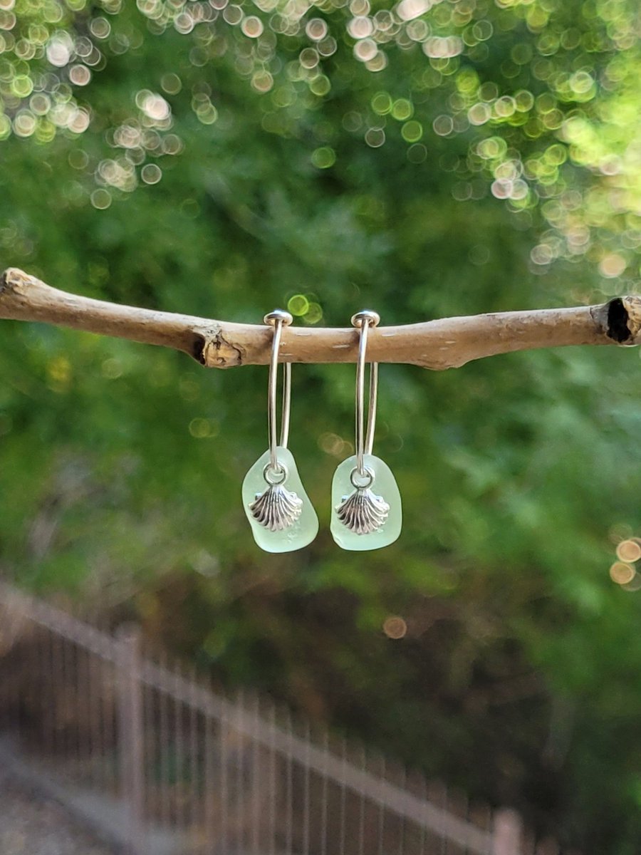 Little #clamshells bring the #beachlife to #handmade, genuine seafoam #seaglass & sterling silver #hoopearrings! etsy.com/listing/132089… #seaglassjewelry #genuineseaglass #surftumbled #seaglassearrings #seafoamseaglass #clamshell #mintseaglass #seaglasshoops #handmadeearrings