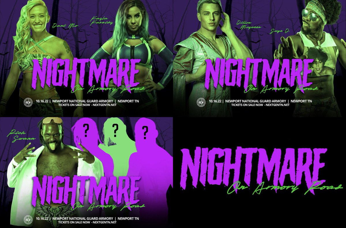 NextGenTN's tweet photo. NGW Presents: Nightmare on Armory Road!

October 16th at the Newport National Guard Armory!

See you in Newport, Tennessee!

Get 🎟: https://t.co/WhXJqxhhxL https://t.co/XkFHo7OXjT