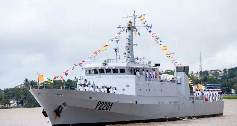 MereAfrique's tweet photo. #Côte #Divoire #France

Réception ce 06 oct 22 d'un #P400 patrouilleur hauturier, nouveau #navire de guerre pour renforcer les capacités opérationnelles de la #marine ivoirienne.
La refonte de ce patrouilleur est l'œuvre de la filiale PIRIOU NAVAL SERVICES (#France) https://t.co/fL6H1vdGxF