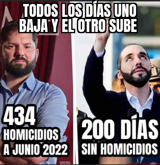 Lamentablemente uno es un error del pueblo el Boric y el otro es un acierto del pueblo el Señor Bukele.