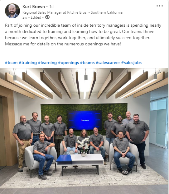 RBCareers's tweet photo. Exceptional training is only one reason to consider a sales career at Ritchie Bros. Search for opportunities near you: https://t.co/4cDMOFyyNI #salescareers https://t.co/eV8QB8a3bc