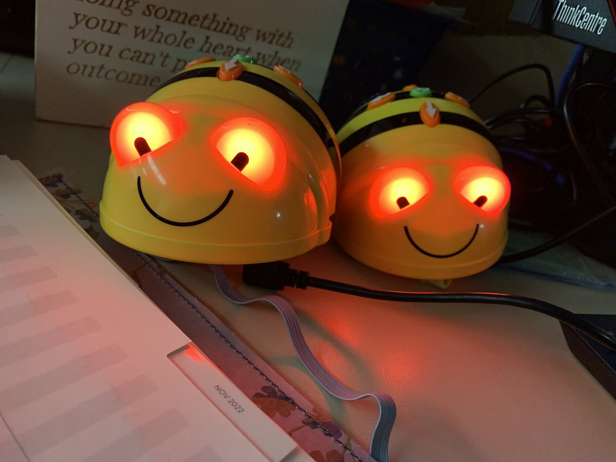 ninianpoetree's tweet image. Bee bots just chillin’ for the weekend. #TeachingTech #GottaRecharge