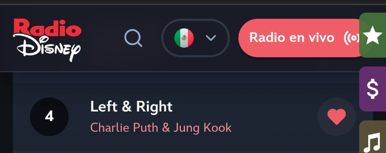 TeamNoonas's tweet photo. 📻 •07/10/22•
#BTS #️⃣4️⃣
¡Army apoya dejando tu voto para el Ranking RD de Radio Disney MX! 🙌
Feliz tarde amigos de @RadioDisneyMx 🤗 dejamos nuestro voto x #LeftandRight #CharliePut y #Jungkook de @BTS_twt para que consiga subir de puestos en el #RankingRD! 💜
~🍃 TNxBTS https://t.co/qwaQoKeVJc