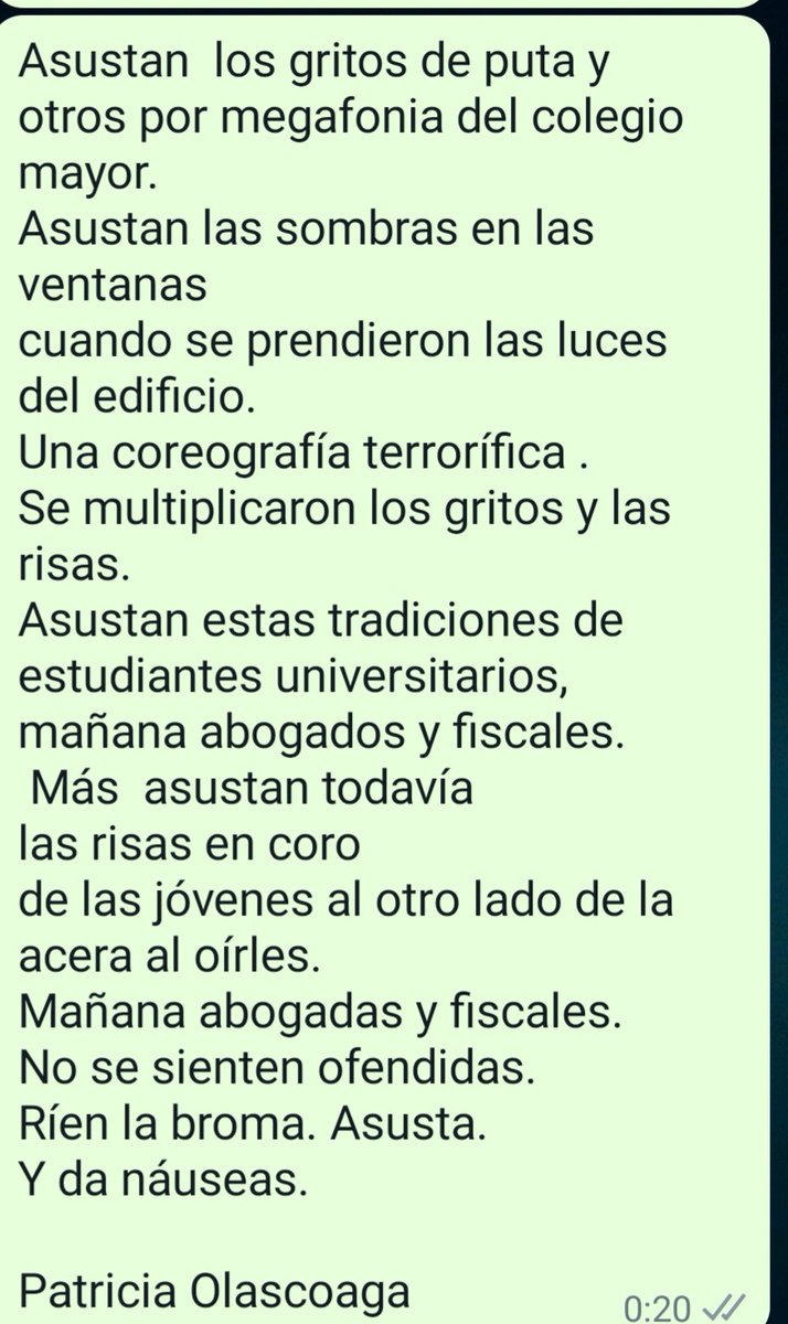 IsaMartinez53's tweet photo. Como cada viernes, en la comida Teuladína  hablamos de lo que ocurre, hoy del colegio mayor Ahuja y del 7 de octubre día del #TrabajoDecente y #PatriciaOlascoaga una vez más, nos desmonta y nos interpela y escribe y describe la realidad con un poema https://t.co/PSwdLY9XGm