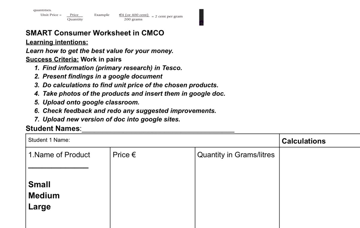 @colmhuirecoed 1st year @jct_Business students recently visited @Tesco in Thurles with their teacher @miriambergin to carry out some primary research and find out the unit price of various items #cmcoagobair #excellenceineducation #smartconsumer @TipperaryETB @cmcobusiness