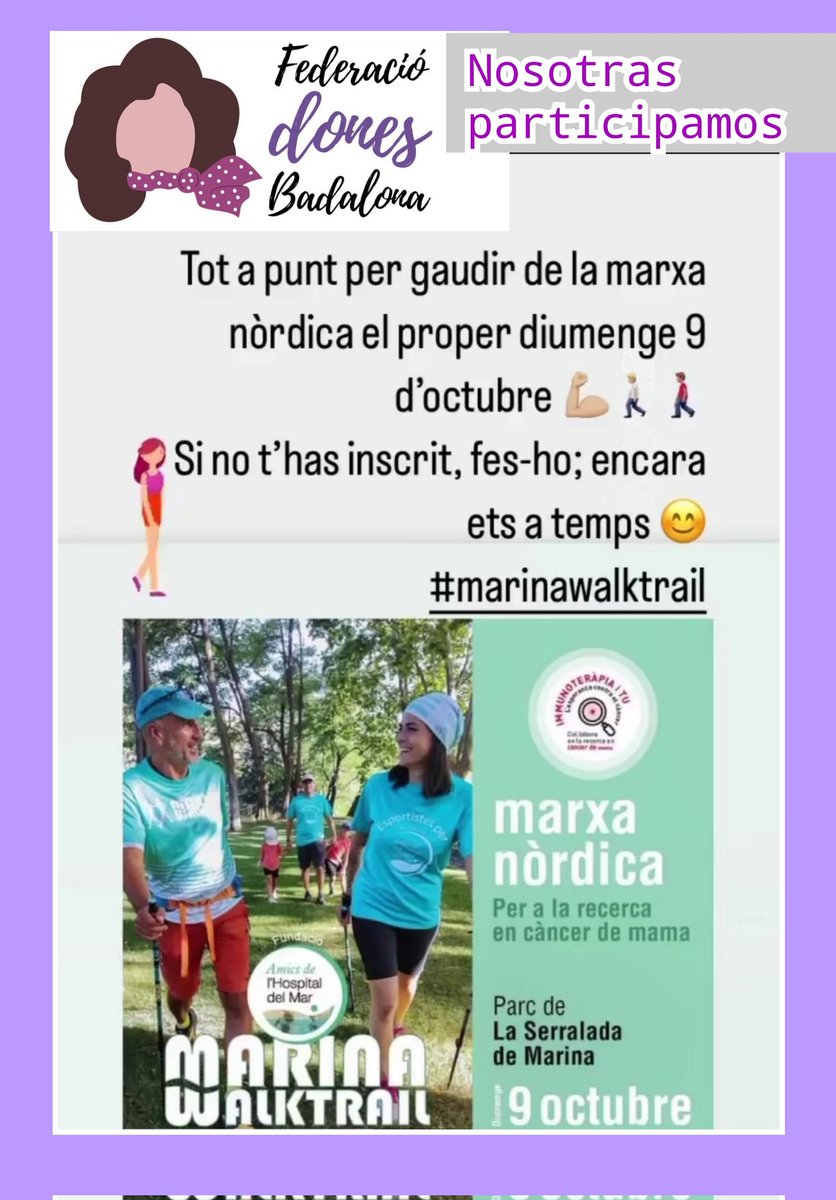 Octubre més del #CáncerDeMama Participamos en la #marchanordica
#marinawalktrail
@AmicsHMar