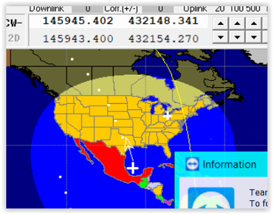 AO-7 Dits Update 2230z pass: screen shot of when I started hearing the dits. The station is somewhere close to the Canadian border or more likely in Canada, central NA. Station has a good horizon. Still there at my LOS