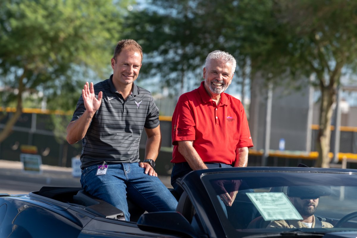 DysartUSD's tweet photo. . @VVHS_MONSOON held their annual Stormcoming parade today to celebrate their big game tonight. A special shout out to grand marshals Valley Vista principal Mr. Frazier, and @AZSurprise Mayor Skip Hall! Come out and support the Monsoon tonight at 7pm as they take on Pinnacle! https://t.co/3xp6Hx9RNr