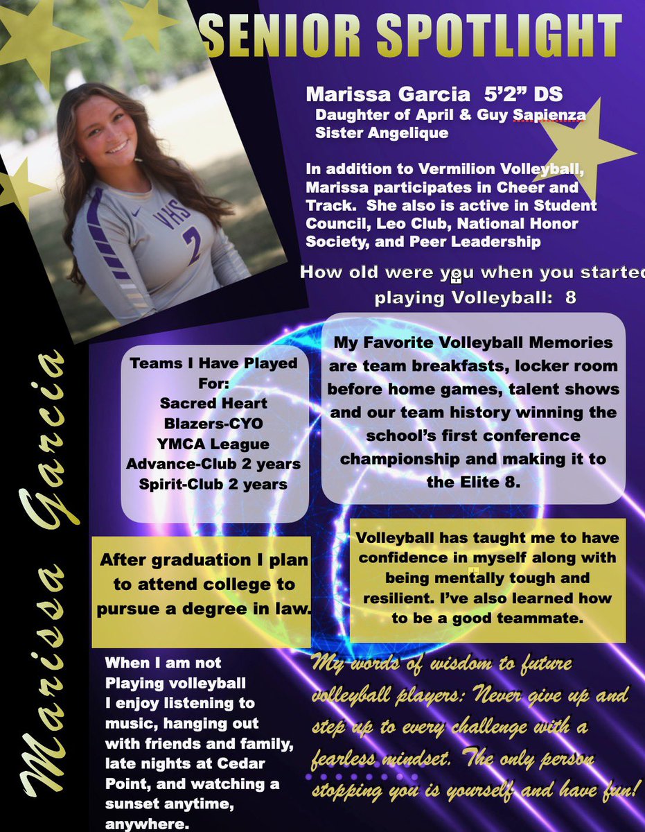 Sailor Spotlight number 4! <a href="/marissa_garcia5/">marissa garcia</a> <a href="/vermilionvball/">Vermilion Volleyball</a>