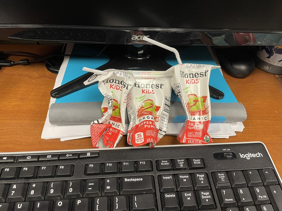 If anyone wants to know how many juice boxes it takes to survive a day of PhD preliminary exams, today the answer was 3 😂 Has to be better than chugging soda right?