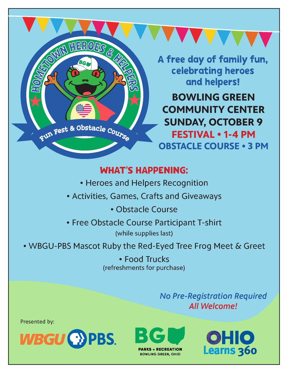 Come out this Sunday! Event partners include BG Fire, Rotary Club of BG, VFW, @cityofbg, @BGPD_OH, @WCDPL, @WCHosp, @abilitycntr, @woodcountydd, @GirlScoutsWOH, @USArmy, @OHNationalGuard, @bghsSABKeyC & @bgsu Early Childhood Org. wbgu.org/hometown-heroe…