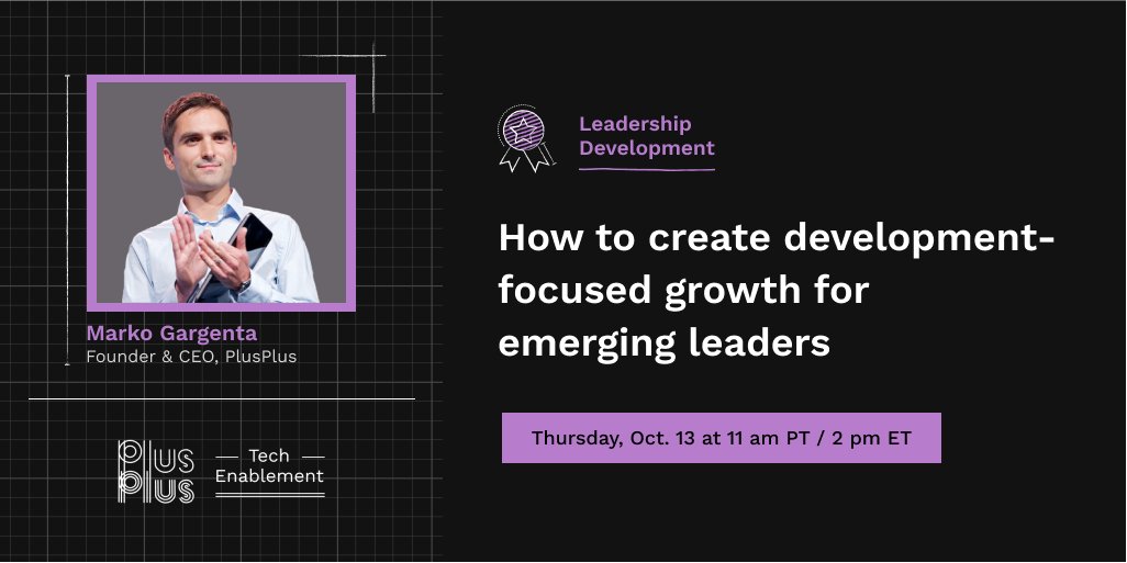 plusplus's tweet image. Go beyond solo slide-based learning. Create cohort-based learning that builds more accountability, camaraderie, and cultural immersion, faster. Join us on 10/13 for our #leadership development webinar to learn how.
plusplus.co/events/leaders…