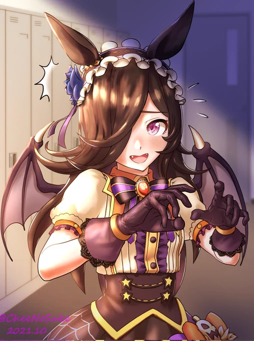 更衣室で「がおー!」の練習を見つかって焦るハロウィンライス【再掲】#ウマ娘プリティダービー #ウマ娘 #ライスシャワー 