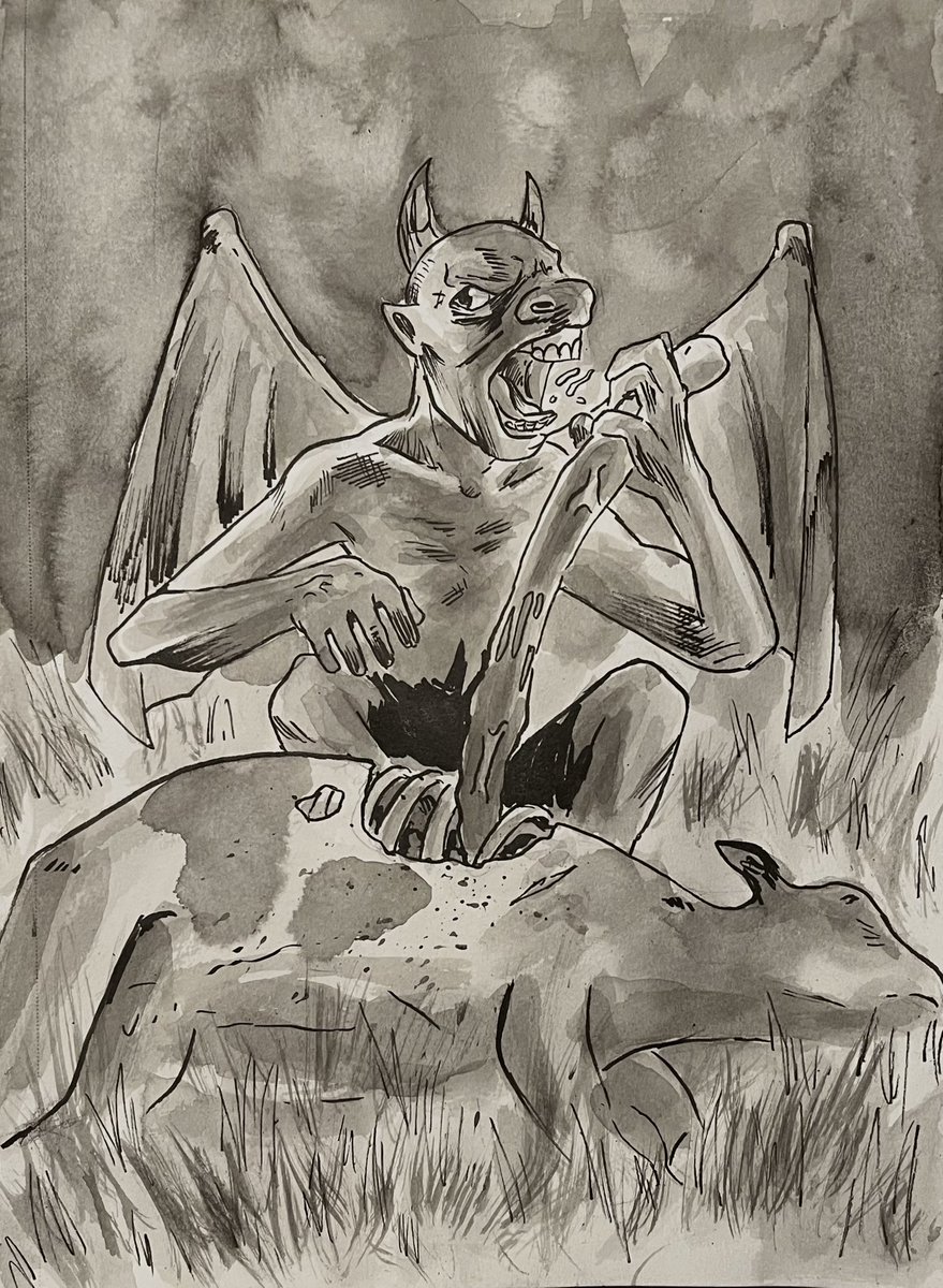 kylekoz3's tweet photo. #inktober2022 Day 7- The Jersey Devil #Inktober https://t.co/zJvv5dIZ6d