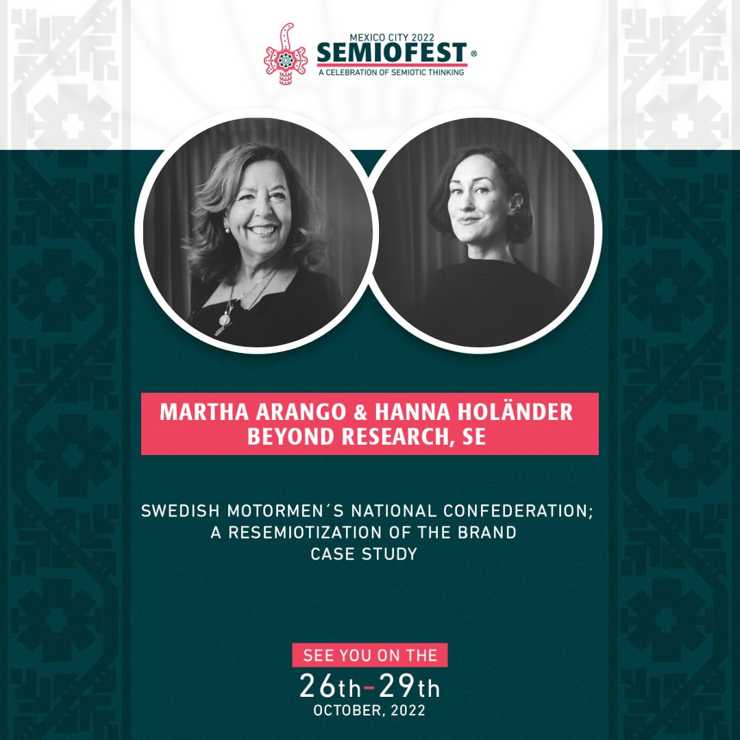Semiofest's tweet photo. 📣 Meet Semiofest2022 Speakers: Martha Arango & Hanna Holländer, Beyond Research, Mexico - Sweden 👏🏼👏🏼👏🏼.
📍https://t.co/EqPQLJuLAs
📣 Join us at Semiofest2022, CDMX!
#semiotics #semiofest #hellomexico #semiofest2022 https://t.co/gEP0ntdQWQ