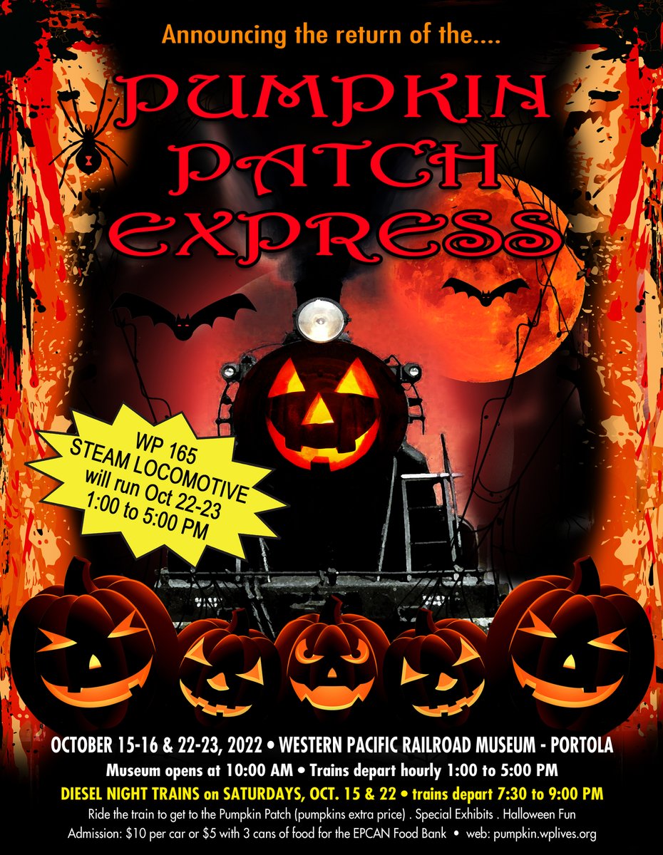 FRRSWPRM's tweet photo. Haven't gotten your pumpkins yet for Halloween? The Pumpkin Patch Express leaves the station for the next two weekends at the WPRM!
https://t.co/i5cRpnfu5D https://t.co/RAS5ZU1B9t