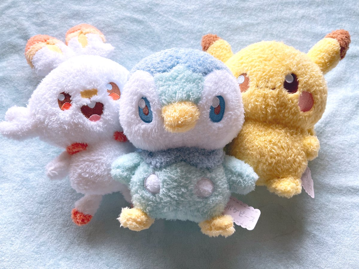 pochao393's tweet photo. もふもふともだち🧡💙💛

#ポケピース　#ぬいぐるみ
#ポッチャマ　#ピカチュウ　#ヒバニー https://t.co/Cynk8f9ow3