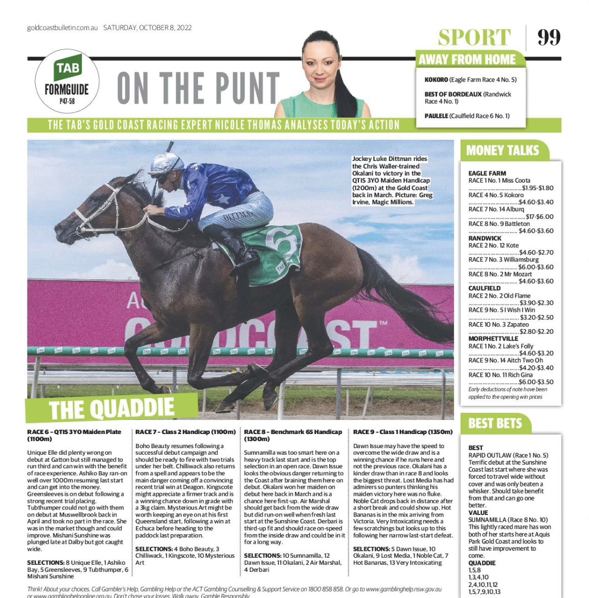 Nicole Thomas (@nicole_luvsabet) on Twitter photo My thoughts on today’s <a href="/GCTurfClub/">Gold Coast Turf Club</a> meeting in the <a href="/GCBulletin/">Gold Coast Bulletin</a>. Good luck punters! My thoughts on today’s <a href="/GCTurfClub/">Gold Coast Turf Club</a> meeting in the <a href="/GCBulletin/">Gold Coast Bulletin</a>. Good luck punters!