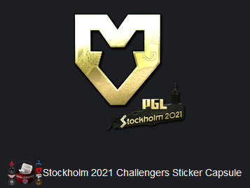 fanocsgo's tweet photo. If MOUZ beats Vitality today, I'll give away a MOUZ (Gold) | Stockholm 2021 sticker ($73) to a random person who retweets this tweet. 🎉 https://t.co/chNBCSwIMH