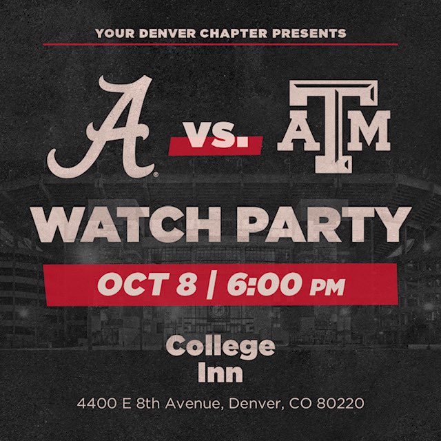 BamaDenver's tweet photo. Big one tomorrow night! Come grab a yellowhammer at the College Inn and watch the tide roll. Must be 21+ #RollTide https://t.co/KRTDwCVgaa