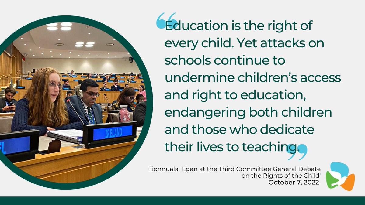 IrishMissionUN's tweet photo. Every child has rights. We must work to uphold them.

Today at the 3rd Committee of the UN General Assembly which focuses on human rights🇺🇳 - Ireland 🇮🇪 delivered a statement on how we work to ensure the protection of the rights of the child, amid daily attacks on those rights. https://t.co/CqrHkfoqbx