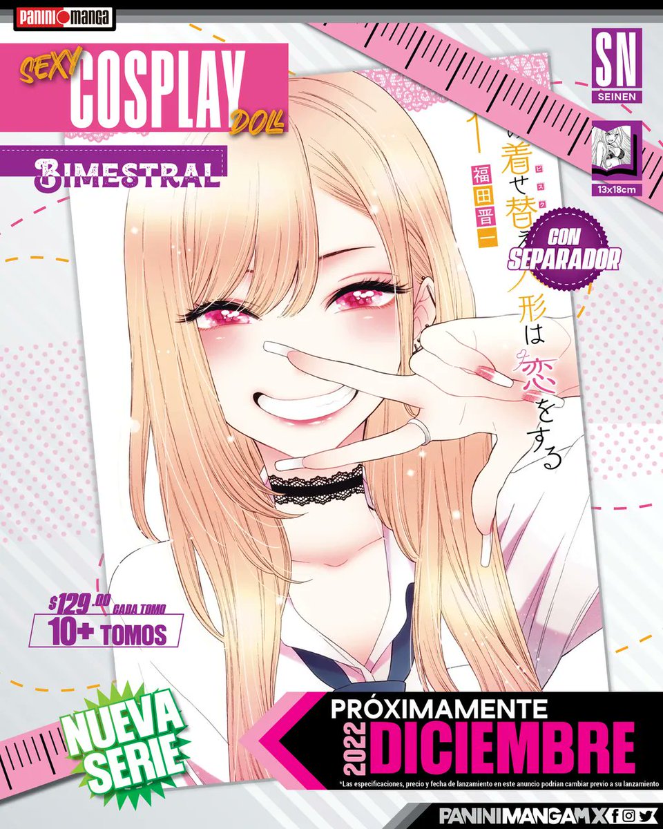 PaniniMangaMx's tweet photo. ¡Llega la maestra del Cosplay y su costurero este año a Panini Manga México!

Sono Bisque Doll saldrá en diciembre.
El primer tomo tendrá separador. https://t.co/6qSI68TP5B