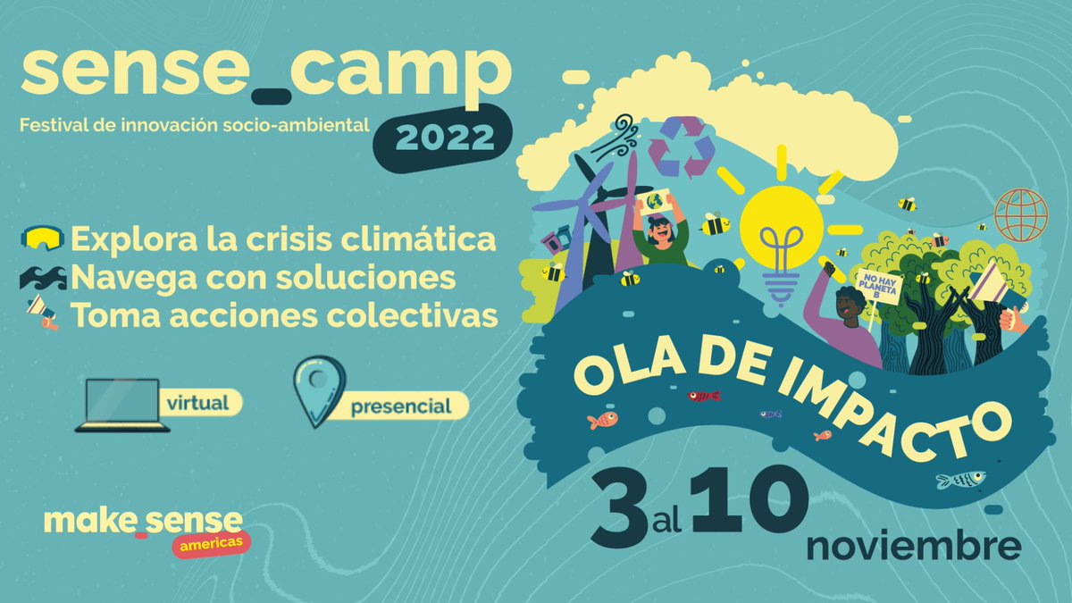 Toma acción para resolver la crisis climática🔥🌎 

¡Regístrate al sense_camp 2022! #OlaDeImpacto🌊 

🤿 Explorarás las profundidades de la crisis climática
🚣‍♀️ Navegarás con soluciones innovadoras 
🌊 Tomarás acciones colectivas

🏄🏽 Aparta tu lugar: sensecamplatam.com