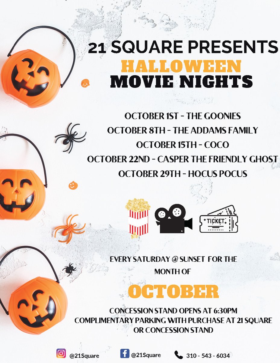 Get your popcorn ready! Gather with a friend for Halloween Movie Nights at 21 Square at the Torrance Marriott. 

➡️ fal.cn/3syJy