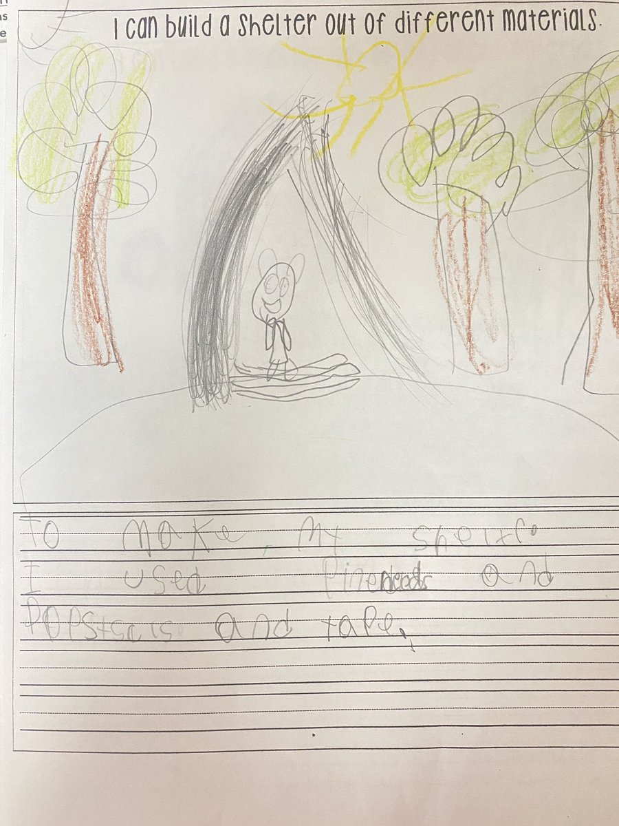 This week we read several fictional stories about animals that built shelters using different materials. Today first graders worked with a partner to build their own shelter using different materials.  #RESBeAGameChanger