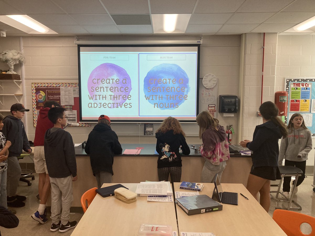 Grammar “Knock-Out” challenge to review parts of speech. Currently teams are tied, so we scheduled a lightning speed round tie-breaker for Monday. Love how quickly time flew and how much fun we had learning! #lfmoments #DPM67