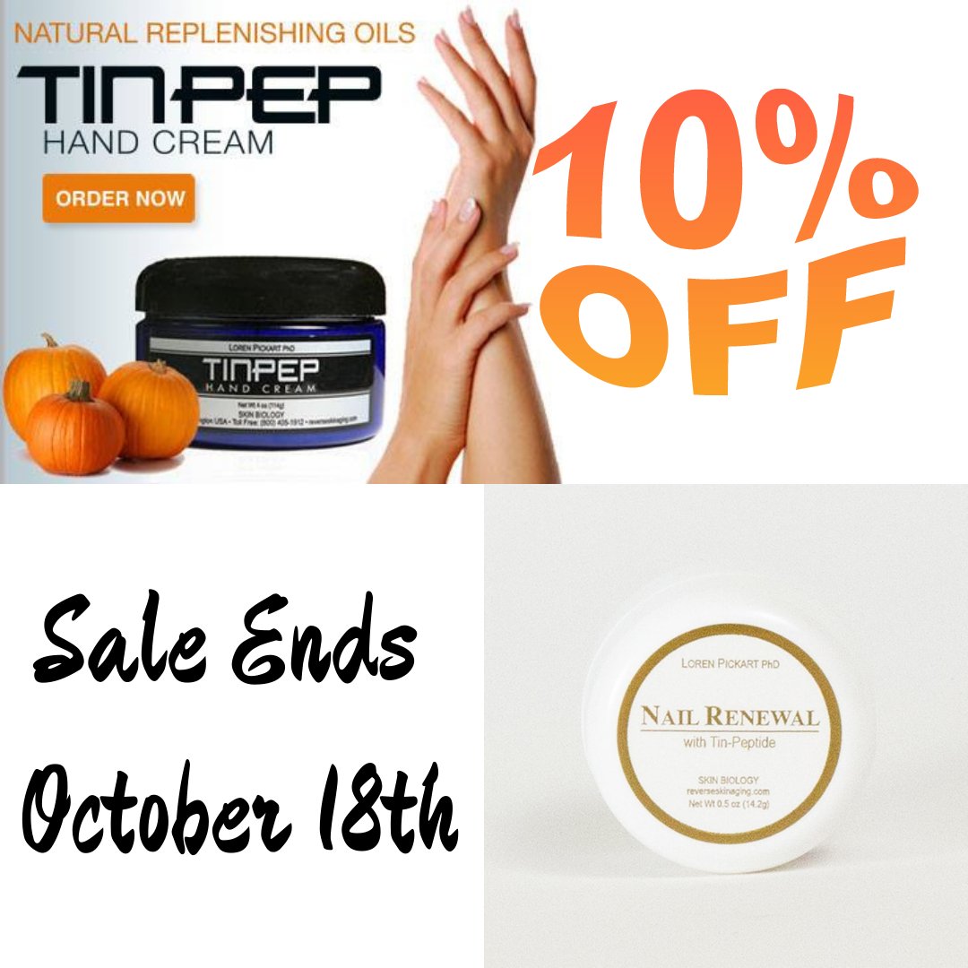 SkinBiology's tweet photo. FALL SALE! 10% OFF PUMPKIN Products! TINPEP Hand Cream and Tin Nail Renewal. Sale starts Tomorrow, October 8th and ends October 15th.

10% OFF Tin Nail Renewal: https://t.co/ckFe9xnfnV
10% OFF TINPEP Hand Cream: https://t.co/5oWizYsvg7...
Or CALL 1800-405-1912 to order today! https://t.co/nuUnHTSG2U