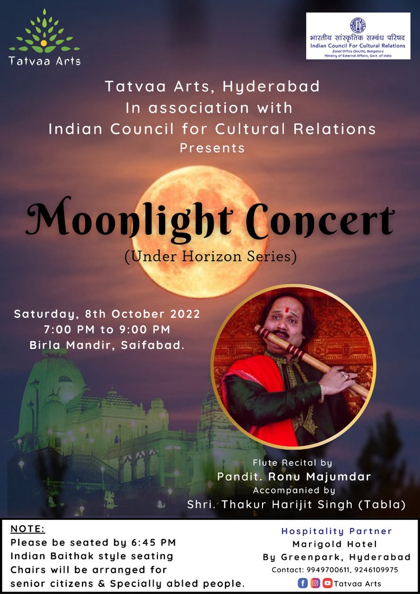 ArtsTatvaa's tweet photo. Do join us #Moonlight #BirlaMandir @HydTimes @THMetroPlus @timesofindia @ntdailyonline @DigitalMediaTS @TelanganaToday @KTRTRS @TelanganaCMO @arvindkumar_ias @GadwalvijayaTRS @MinOfCultureGoI @ArtsTatvaa @AdityaBirlaGrp @ombirlakota https://t.co/53F6xtQI6i