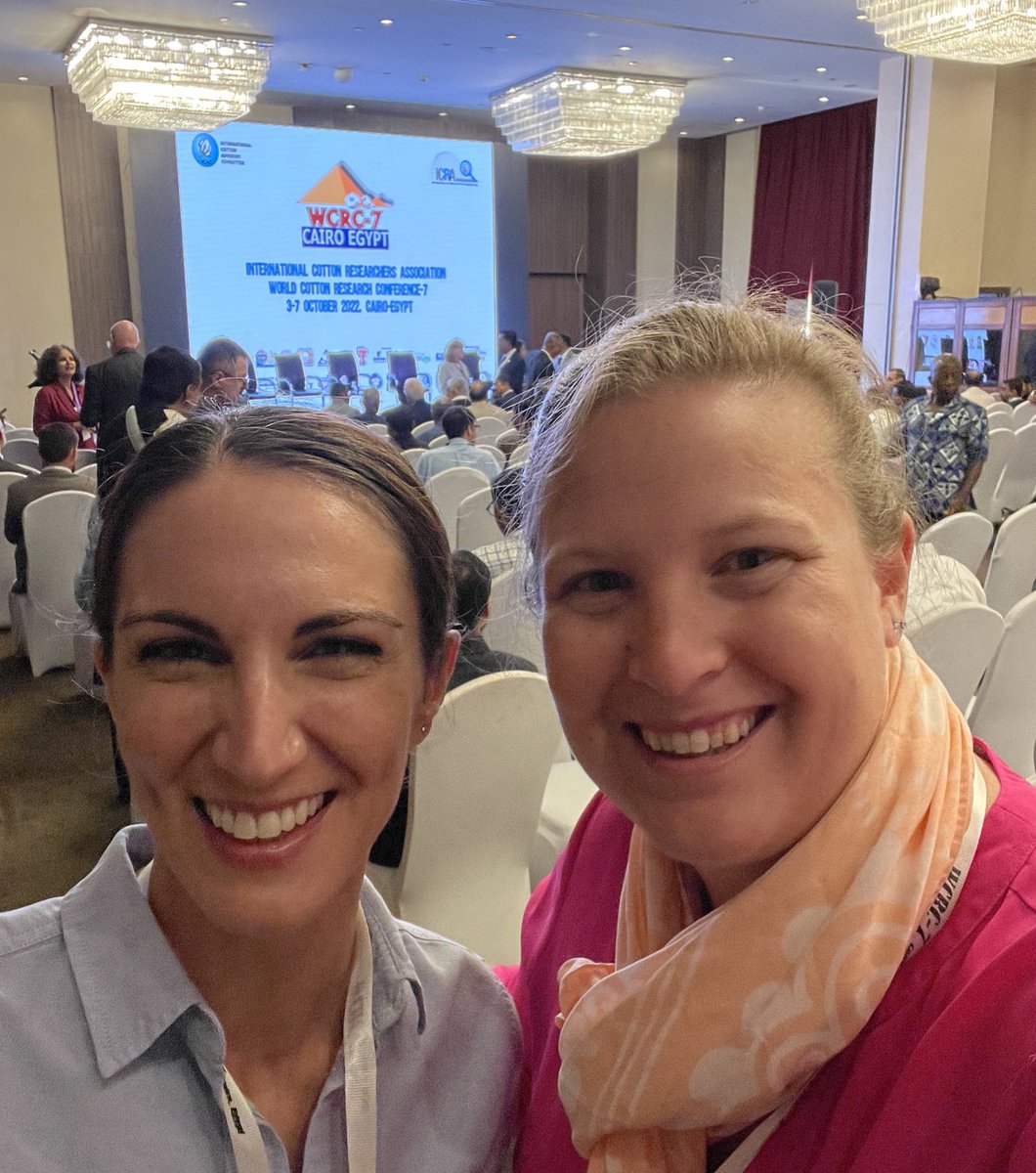 Celebrating #worldcottonday with <a href="/Dr_Jaconis/">Dr Susan Yvonne Jaconis</a> by trekking back to the states after an excellent #WCRC7. Great connections and idea development for the time spent in Cairo this week. Thank you @icac_cotton and those of the meeting committee for all their hard work. Until next time!